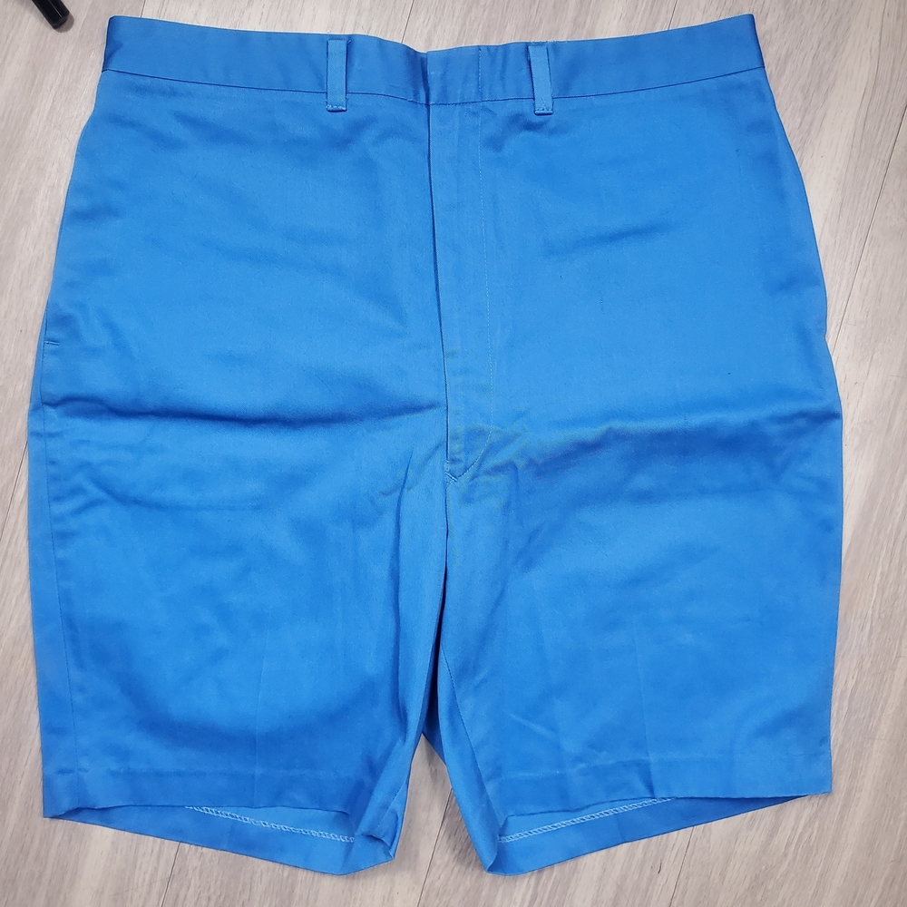 Vtg 80's SEARS The Mens Store Perma Prest Blue 8" Flat Front Shorts Size 38